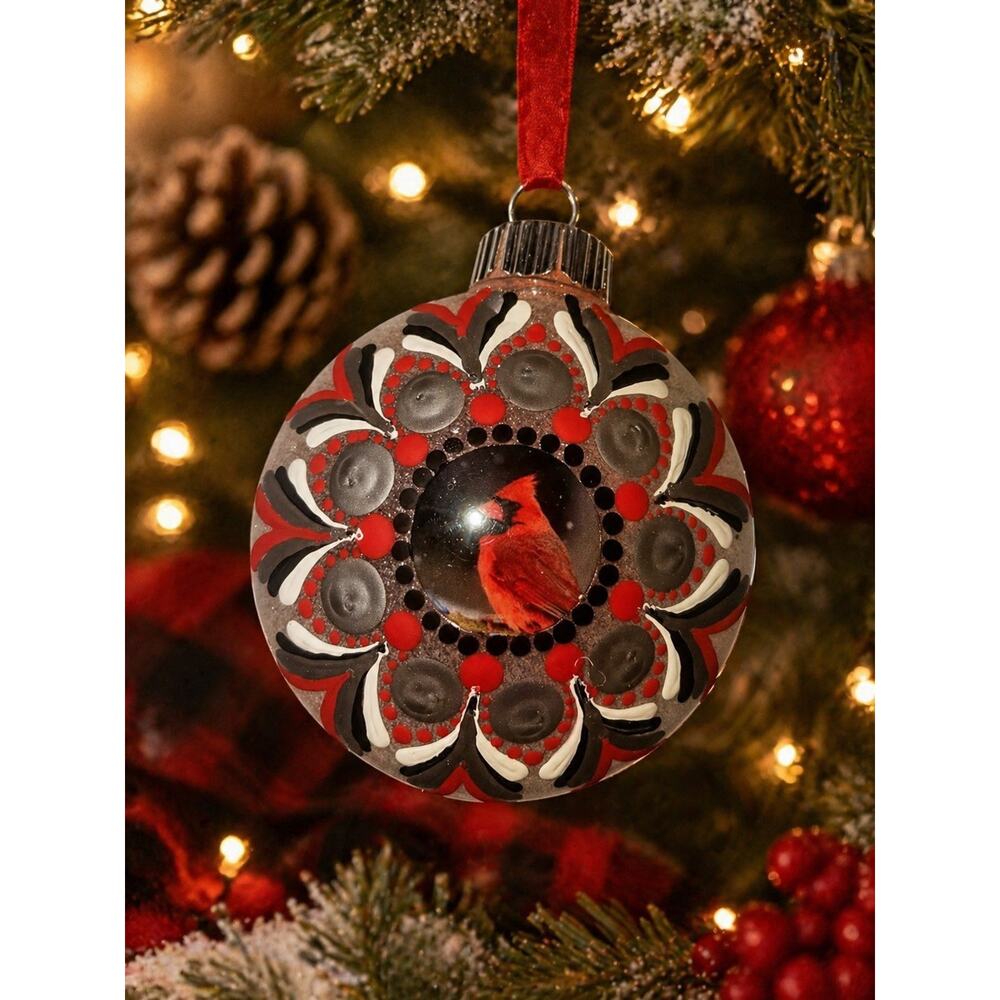 Cardinal Christmas Ornament Gift Hand Painted Memorial Holiday Decor